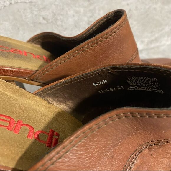 Vintage Candies Block Heel Mule Leather Brown 6.5 Patchwork Y2K CottageCore - Picture 2 of 9